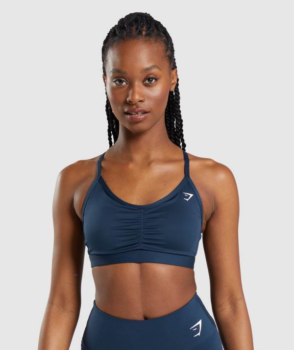 Damske Športové Podprsenky Gymshark Ruched Námornícka Modrá | UX5298614
